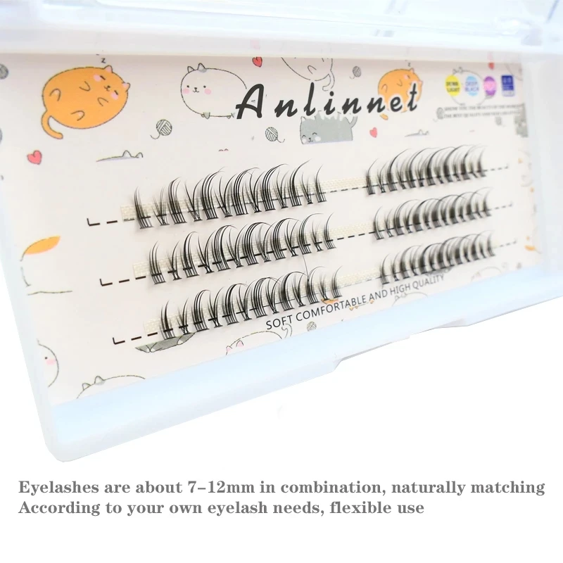 Anlinnet Natural Thick Little Devil False Eyelash Segmented Makeup Soft Eyelash Transplantation Personal False lashes