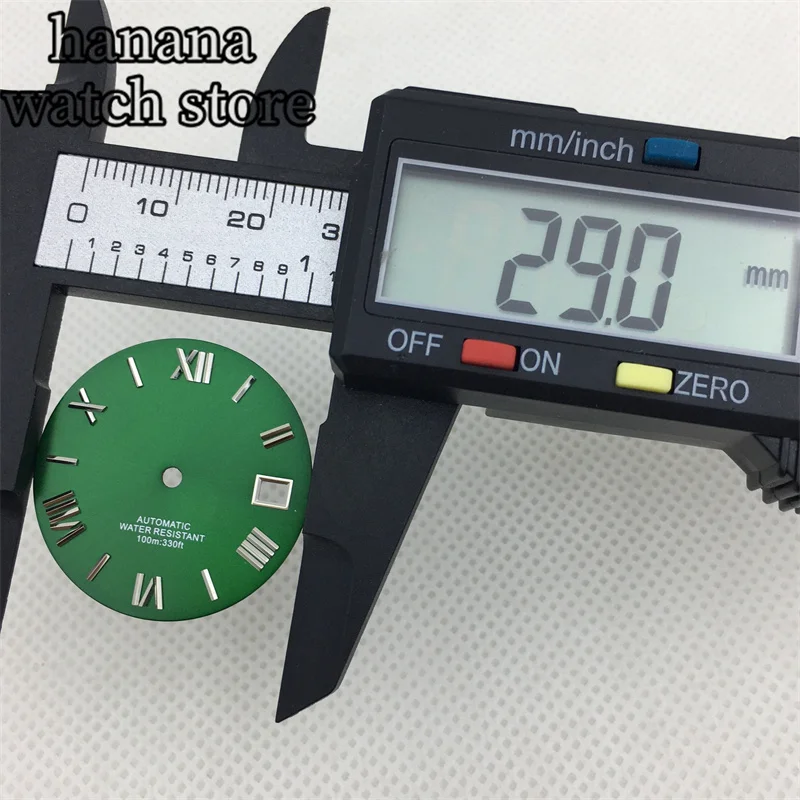 BLIGER 29 ملم أسود أزرق مخضر أبيض رمادي مضيئة مصباح مؤشر روماني مناسب لحركة NH35