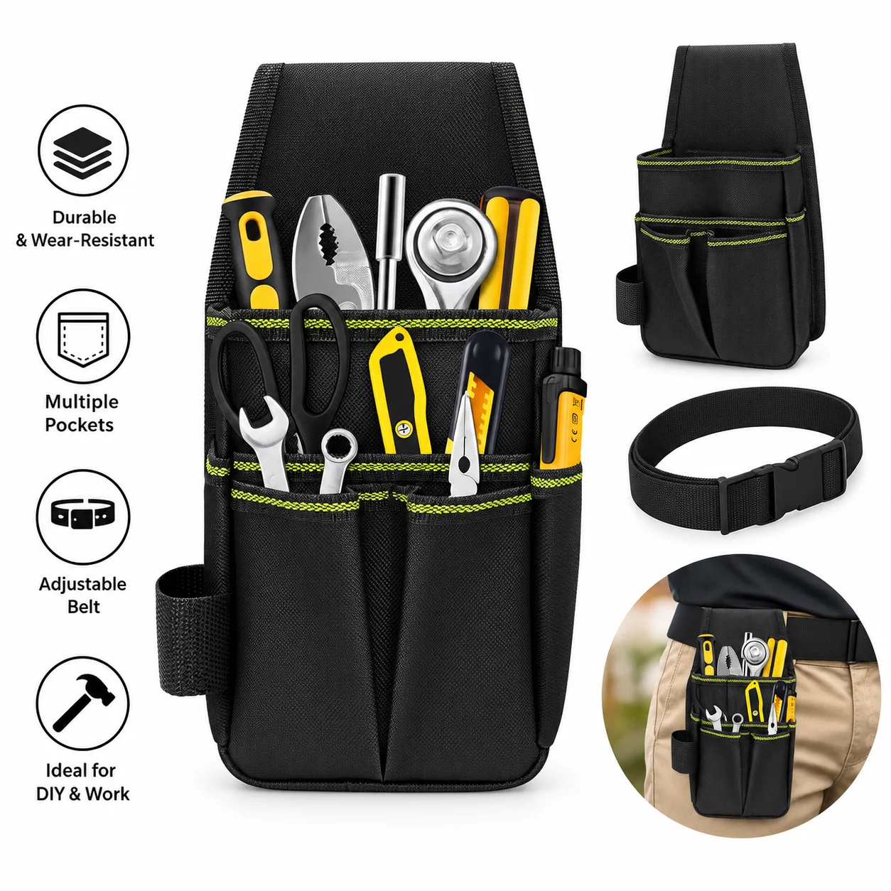 Small Tool Waist Bag Adjustable Belt Repair Tool Pouch Holder For Electrician Screwdriver Pliers Storage Bag Organizer