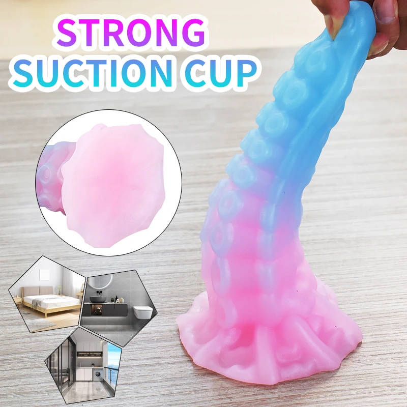 Dildo suave emissor de luz com ventosa para homens e mulheres, nádegas de tentáculo de polvo, plugue anal, brinquedos sexuais anais, divertido, novo