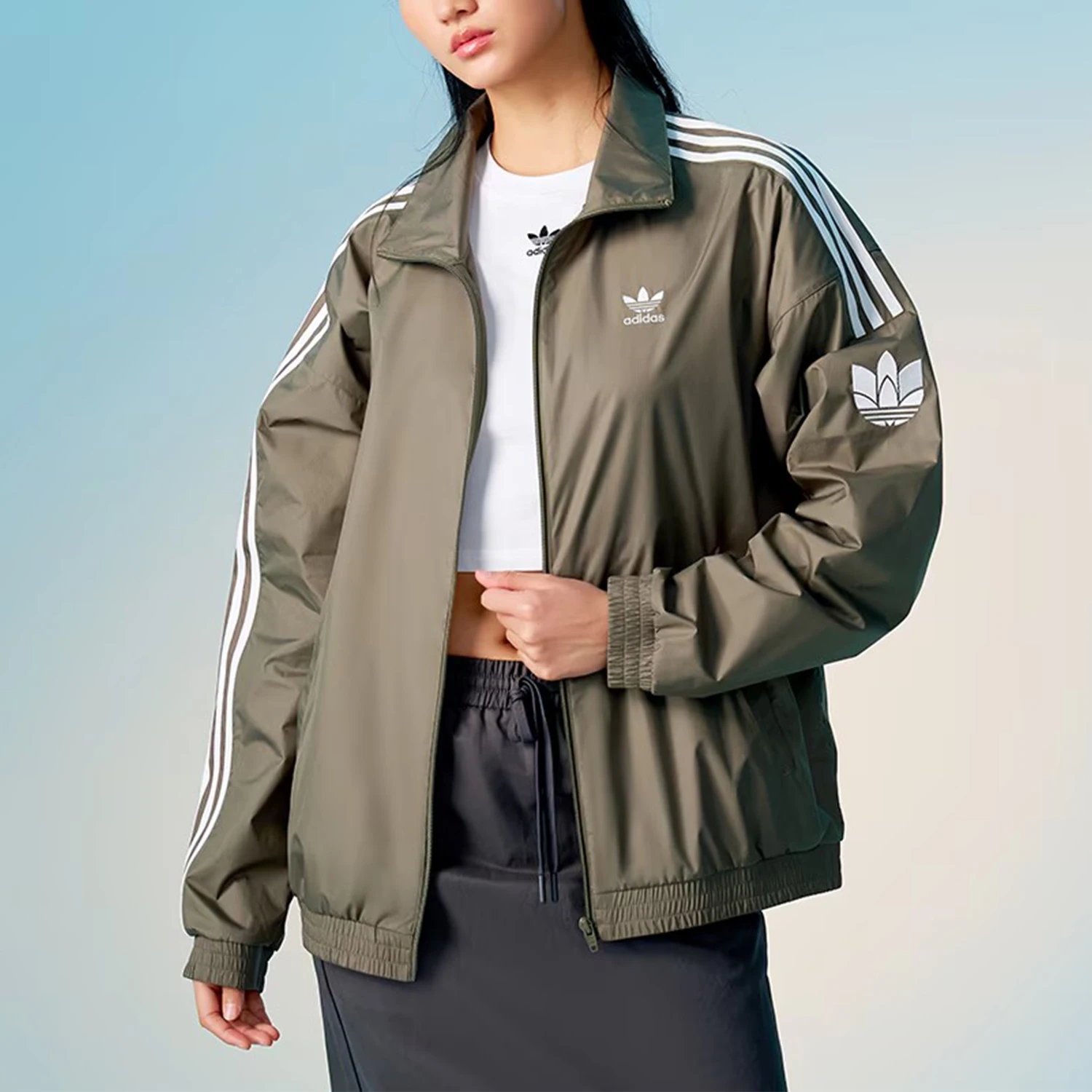 

Adidas Originals Trefoil Unisex Woven Stand-collar Casual Jacket JI7534