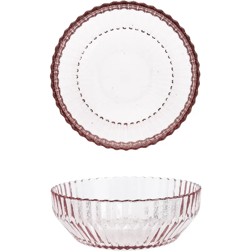 Fortessa Archie Glass Cereal Bowl Set of 4, 22.8 Ounce, Pink