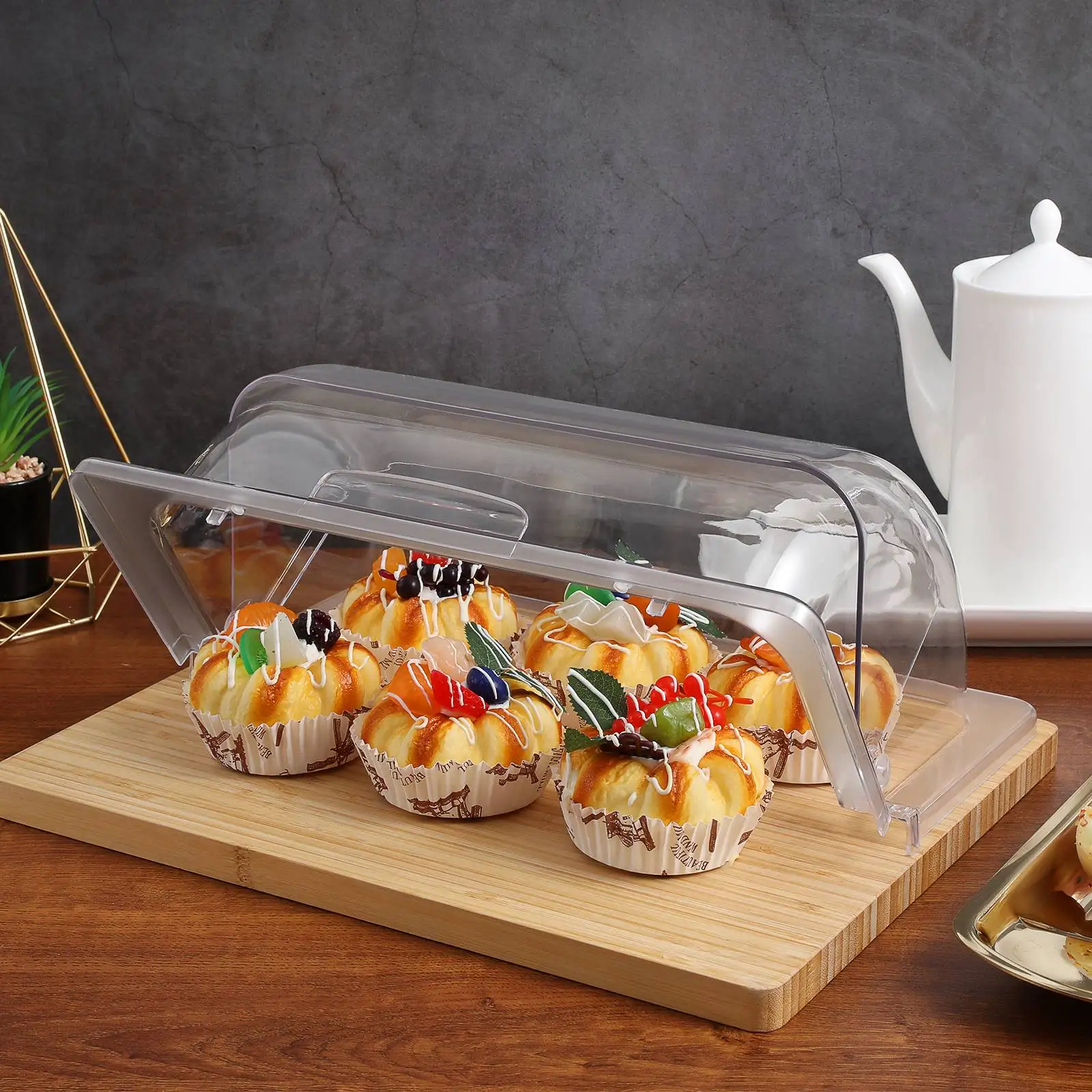 

2PCS Clear Acrylic Dustproof Food Cover Dessert Showcase Swivel Lid Cake Display Dome Bakery Case Snack Cover Transparent Pastry