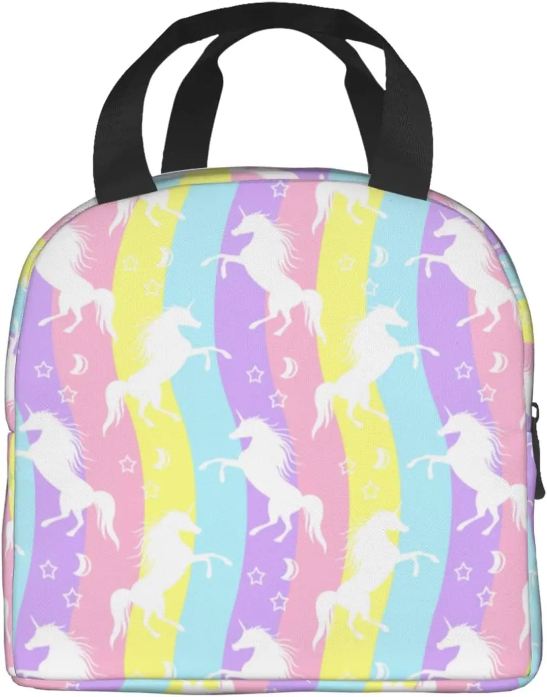 Bolsa de almuerzo de unicornio arcoíris para niños, niñas y mujeres, caja de Picnic térmica lavable, reutilizable, colorida para el trabajo de oficina escolar