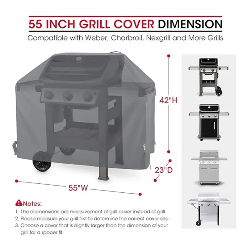 420D Oxford Cloth Large Grill Cover Rip-Proof Garden Waterproof BBQ Gas Furniture Covers Anti-UV Fade Resistant Adjustable Cover view 3