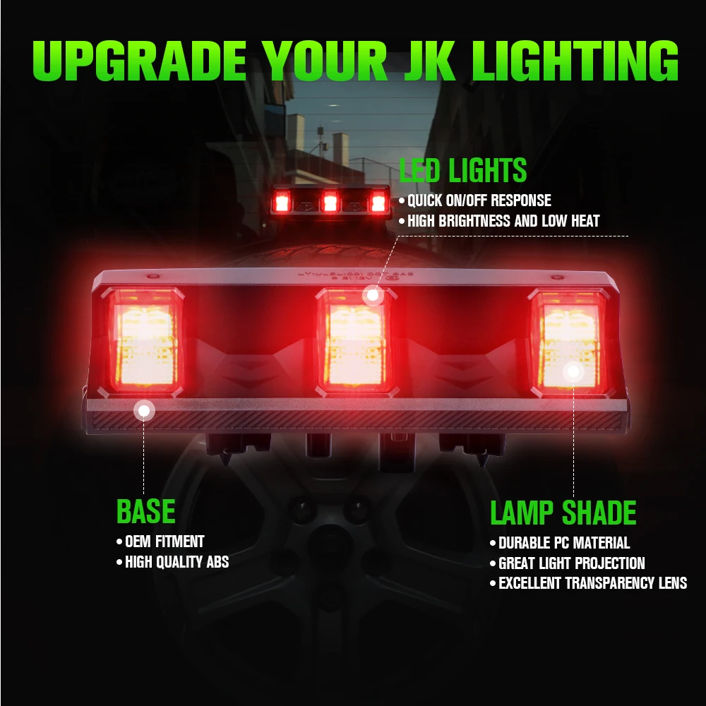 Nuovo design impermeabile Ip67 Led terze luci di stop luci di stop a montaggio alto per Jeep Wrangler Jl Jk