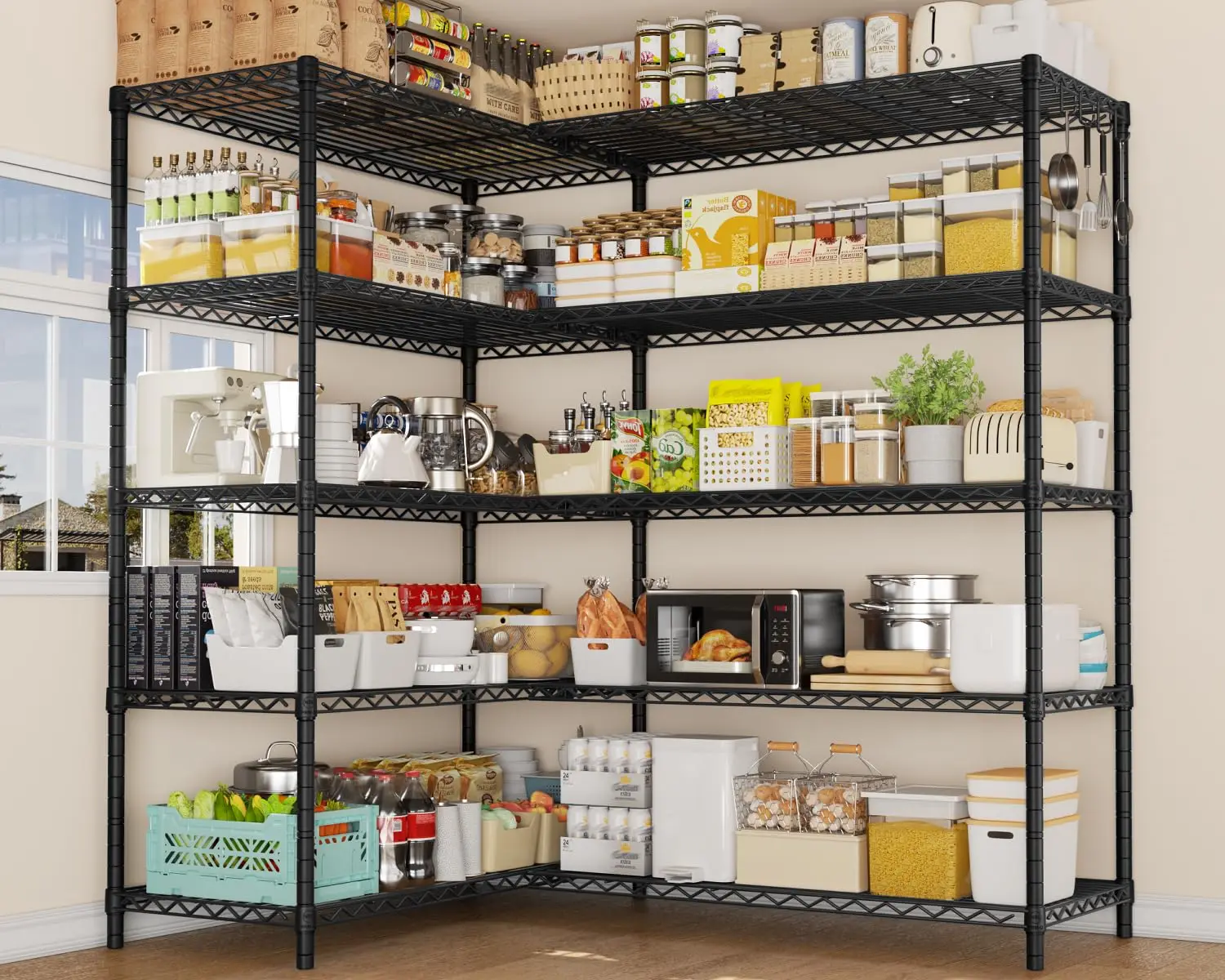 Corner Shelving l Shaped Wire Shelf Pantry Shelves Garage Storage | 72