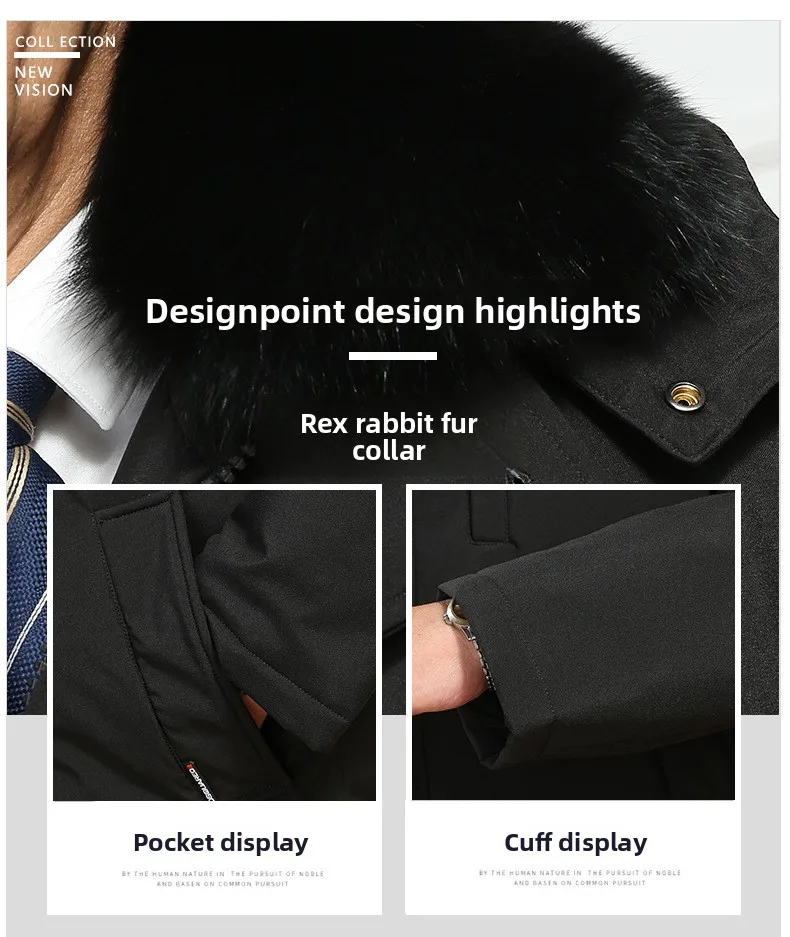 Men's Down Coat And Parkas Windbreaker Puffer Jacket Overcoat Winter Padding Man White Goose Down Jacket Removable Liner HXY1273