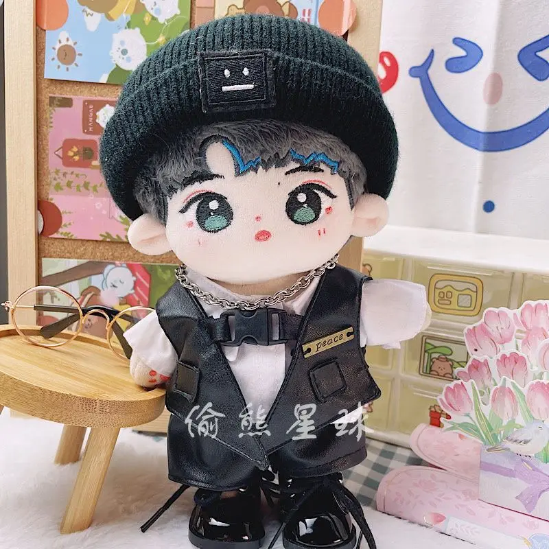 20CM Idol Doll Replaceable Clothes Concert Costumes Vest Leather Pants Plush Dolls Accessories Jungkook Jimin NCT Gifts