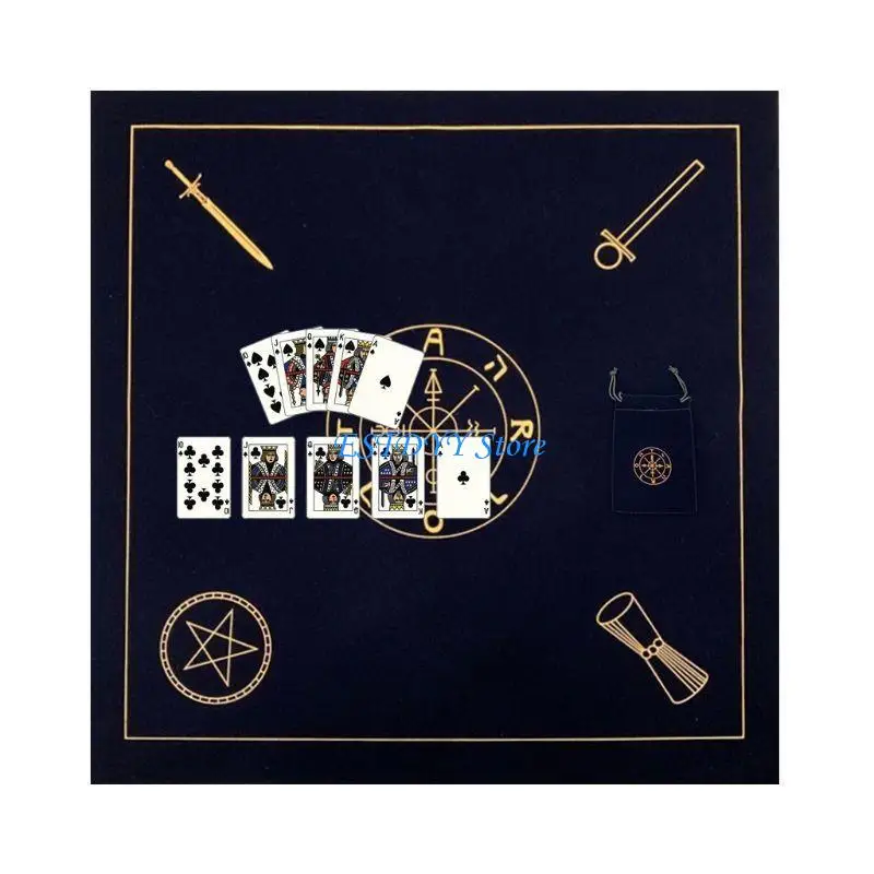 

G6DE Altar Tarot Cloth Tarot Cards Tablecloth with Bag for Oracle Divination Playing Card Pad Board Game Accessories