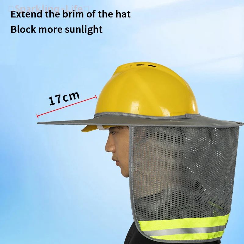 【JYA1】Summer Sun Shade Safety Helmet Neck Shield Helmets Reflective Stripe Safety Cap Hat For Construction Worker