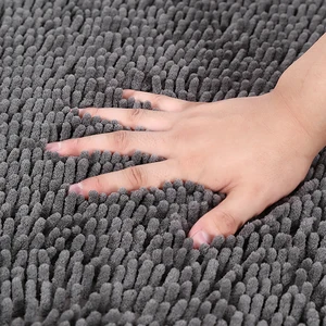 1pc 40*60cm soft blue and absorbent Chenille-antider therapy and quick drying shower rug 8 Main Sales Blue Carpet - №2