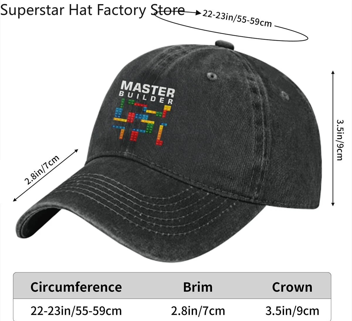 Building Blocks Multicolor Hat Peaked Men's Cap Cool Master Builder  Building Blocks Personalized Visor Protection Hats