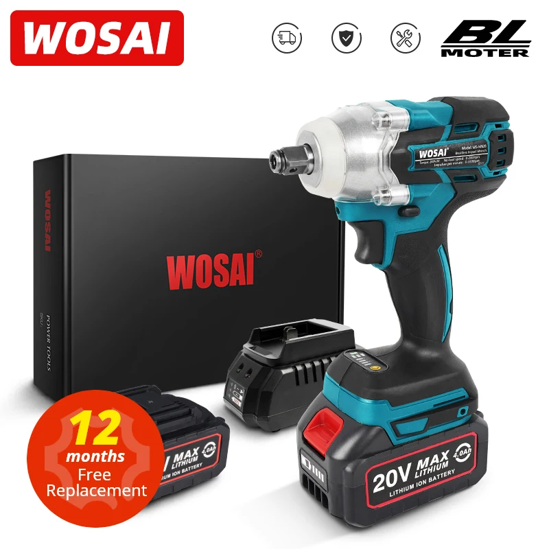 

WOSAI MT-Series Electric Impact Wrench 20V Brushless Wrench Li-ion Battery Socket Wrench Hand Drill Installation Power Tools