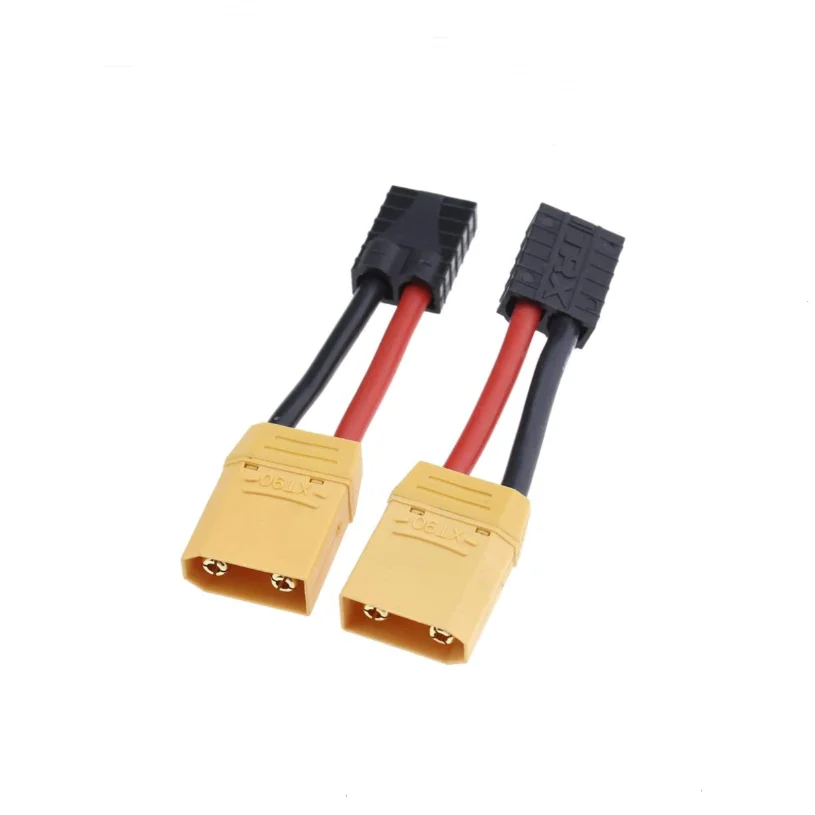 2Pcs 12awg 4cm TRX Male Female toTamiya Deans EC3 EC5 XT60 XT90 With Cover Male Female Connector Adaptor Plug for Rc Battery ESC