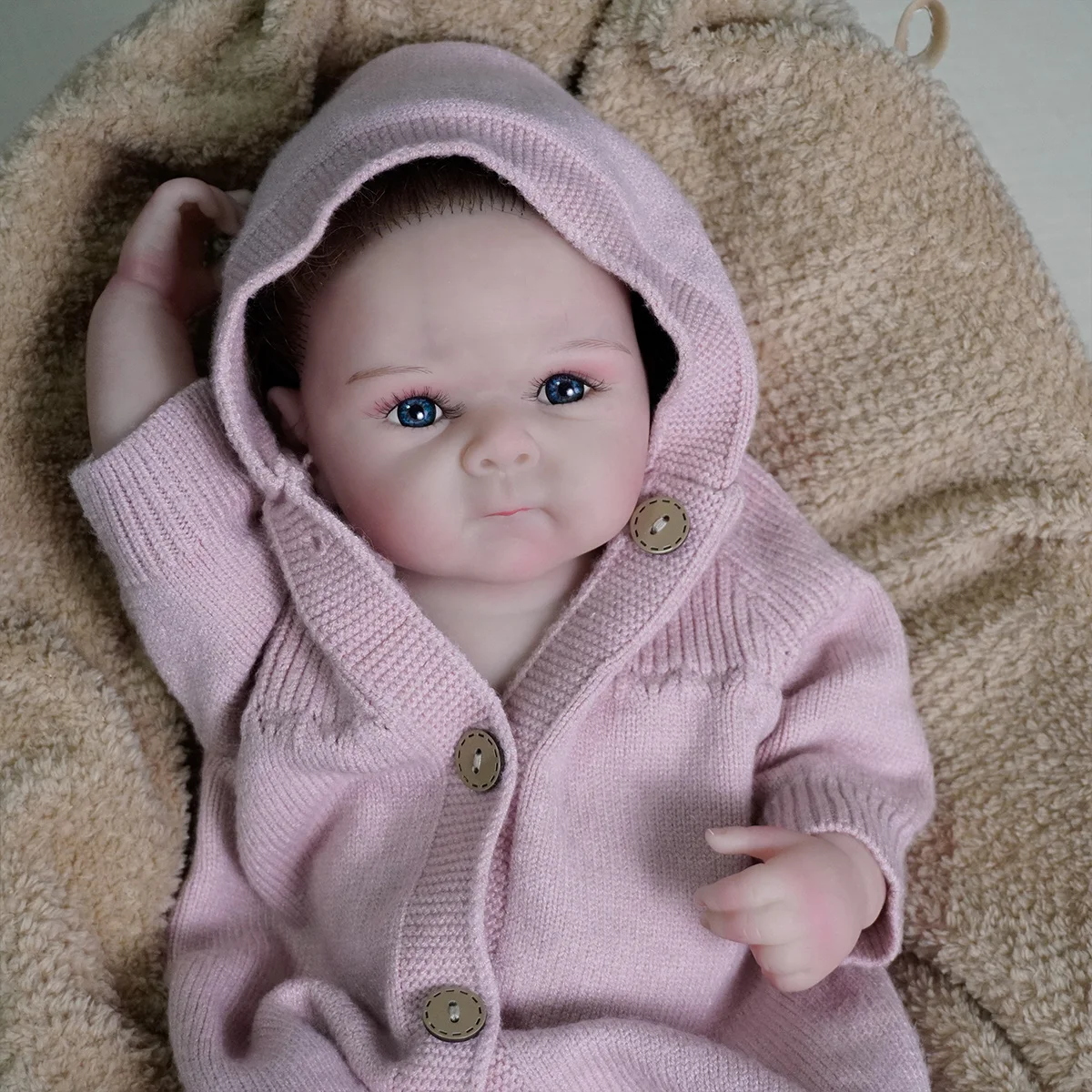 JOYORA Rambut rooting buatan tangan realistis anak-anak terlahir kembali silikon vinil lembut berkualitas tinggi buatan tangan dapat dikumpulkan sebagai boneka seni