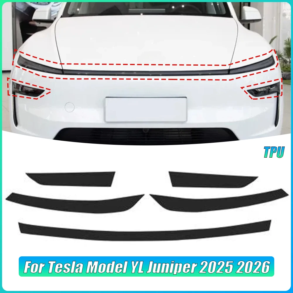 

TPU Smoked Headlight & Taillight Protective Film for Tesla Model YL Juniper 2025 2026 Waterproof Blackout Car Accessories