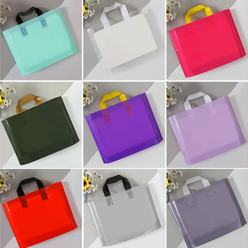 50 pieces of clothing shopping bags, high-quality plastic packaging bags for clothes, customized logo gift handbags