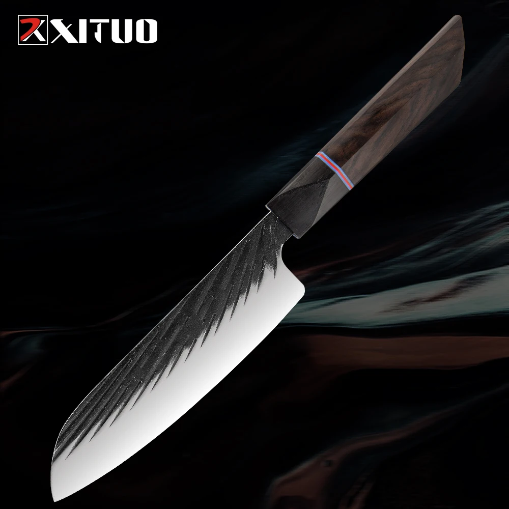 

Handmade 7 Inch Santoku Knife Japanese knives are super sharp Kitchen Vegetables and Meat Slicing Knife High Carbon 440C Steel