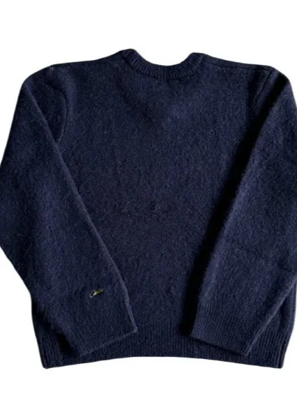 Y2K Pakaian Rajut Ne Bulat Besar Pria Sweater Musim Dingin Sve Overhead Panjang Campuran Katun Mode Kasual Remaja