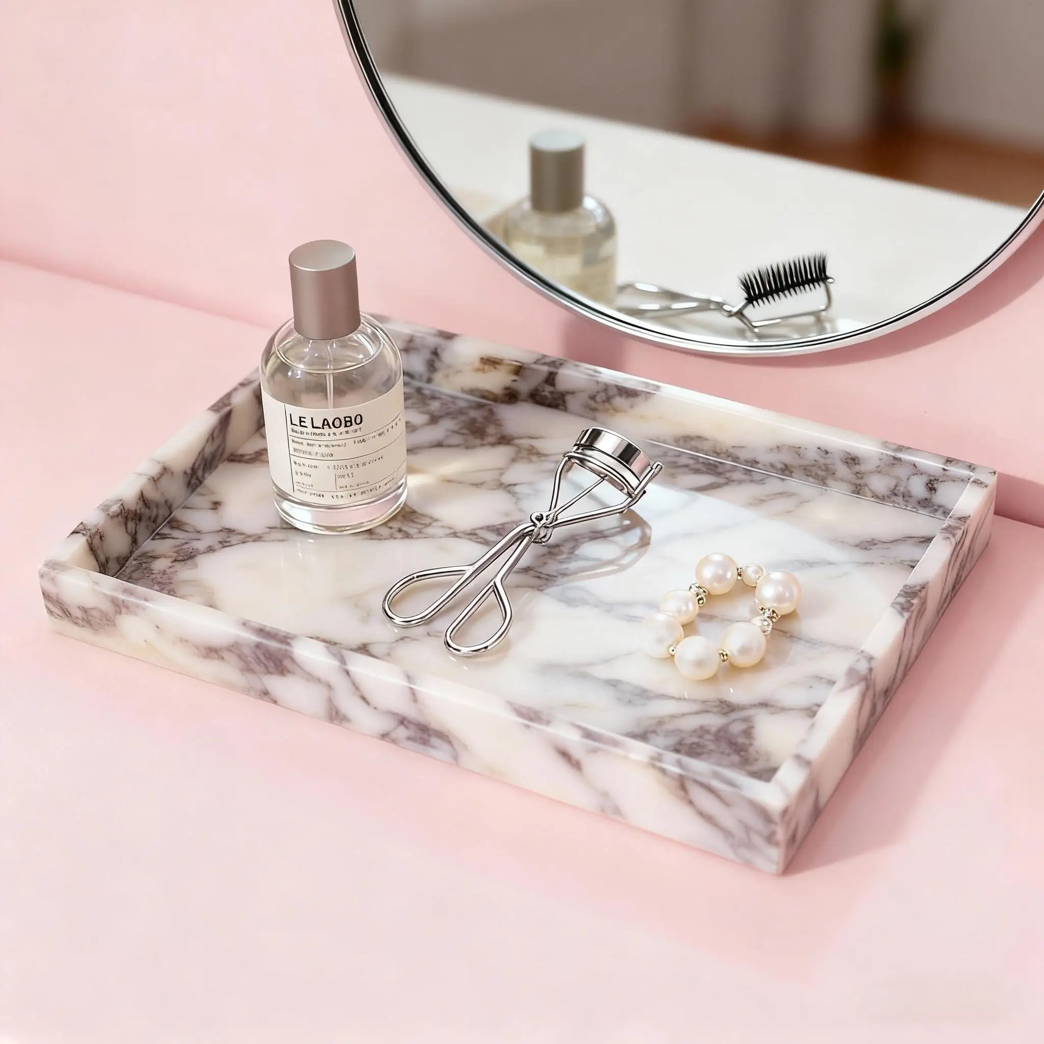 

Мраморный поднос Calacatta Viola, прямоугольный поднос из натурального камня, для стойки для ванной комнаты, органайзер для ювелирных изделий, домашний декор