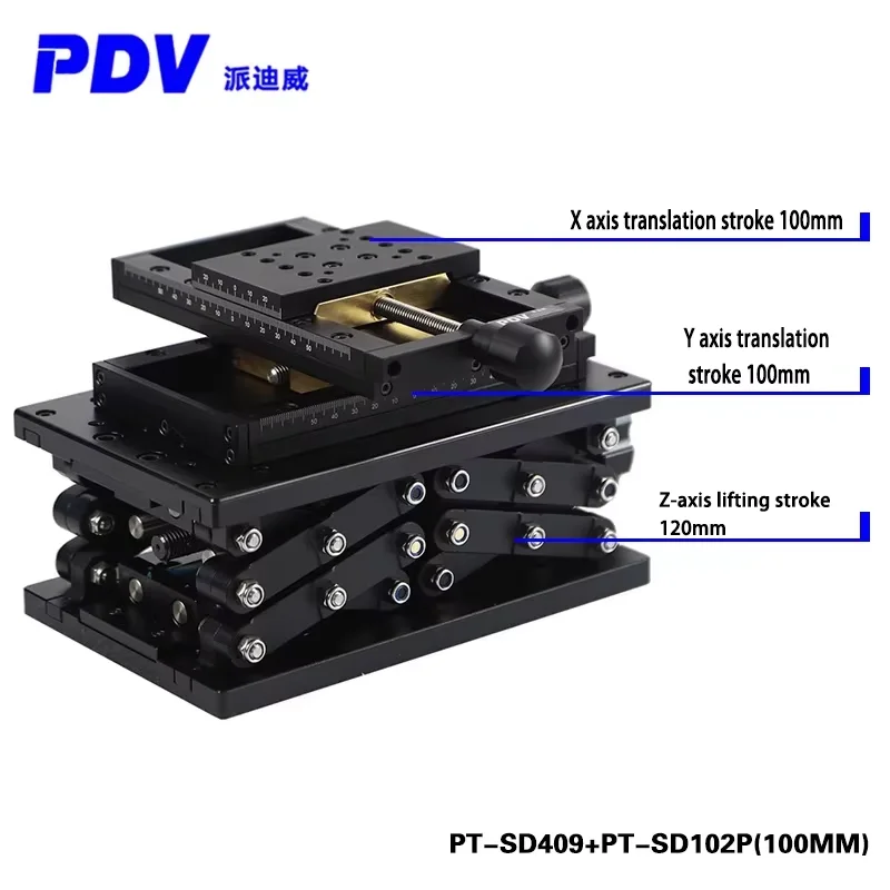 

XYZ Manual Three-axis Adjustment Stage , Multi travel 60mm 120mm Manual Lab Jack Three dimensional adjustable displacement tabl