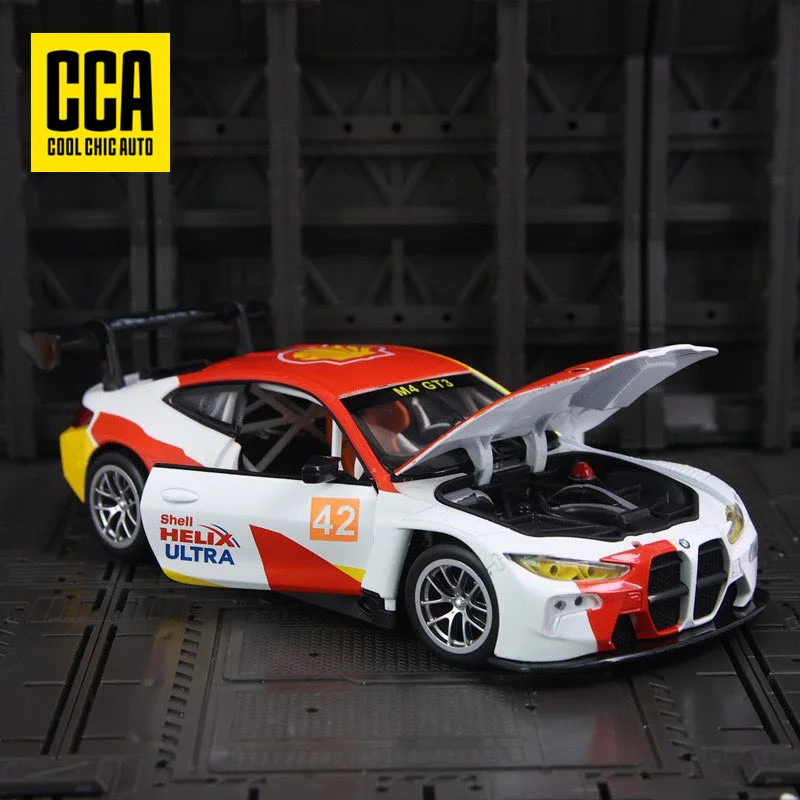 1:24 BMW M4 GT3 코브랜드 버전 합금 스포츠카 모델 다이캐스트 금속 트랙 레이싱카 차량 모델 사운드 라이트 어린이 장난감 선물