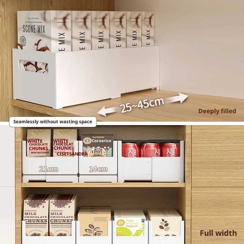 

Expandable Kitchen Organizer Bins, Rectangular Storage Boxes, Pull-Out Deep Cabinet Organizer for Pantry, Desk, Bathroom