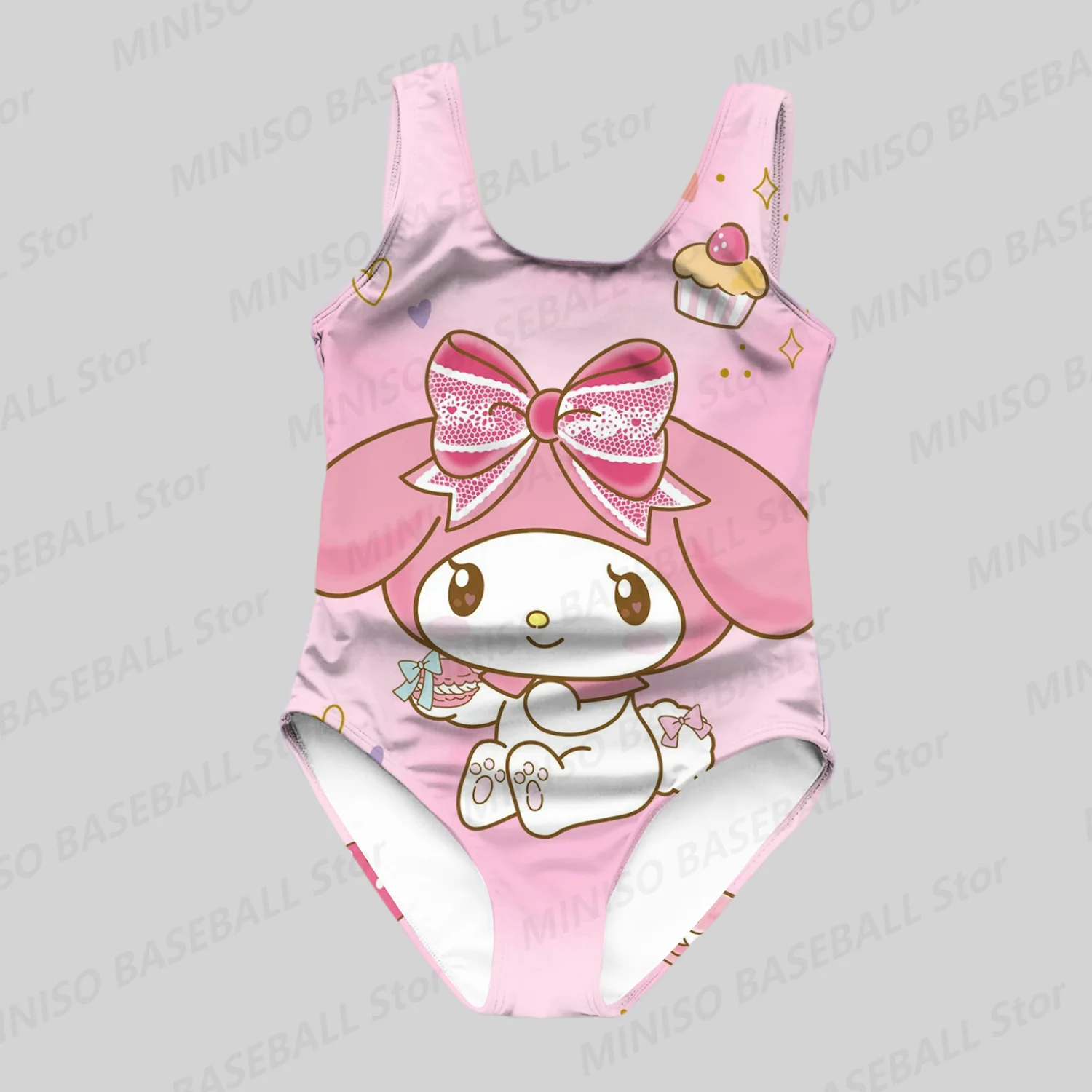 Nowy letni Sanrio Girl Melody Pink Cake 3D wzór jednoczęściowy strój kąpielowy Cute Cartoon modny strój kąpielowy dla dzieci/dorosłych wakacyjny