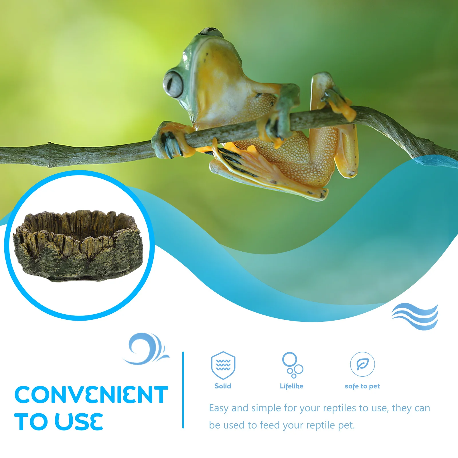 

Wood Grain Reptile Feeding Bowl Heavy Duty Resin Pet Food Water Dish for Bearded Dragon Lizards Snakes Spiders Terrarium Supply