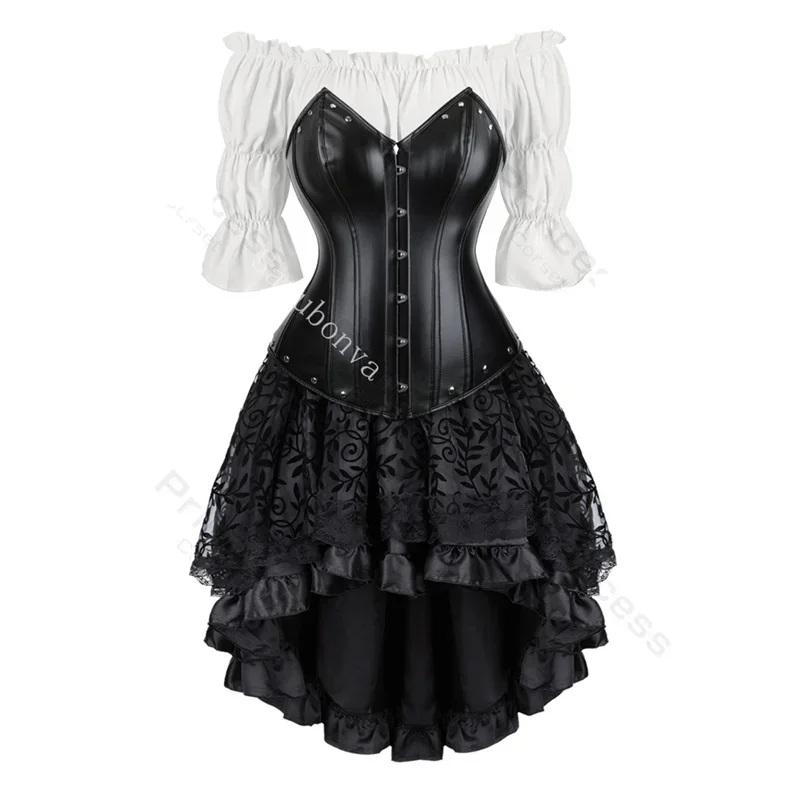 

Кожаное корсетное платье черного цвета на молнии, больших размеров, с кружевом, сексуальное, женское, в стиле пиратского бюстье, на все тело, нижнее белье, костюмы для бурлеска, на Хэллоуин