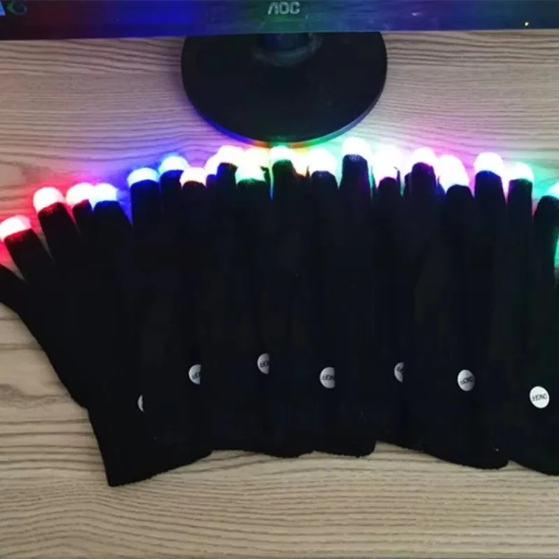 Adjustable LED Flash Gloves Fluorescent Fashion Creative Party Accessory for Men And Women Glowing Prop for Holiday Decorations