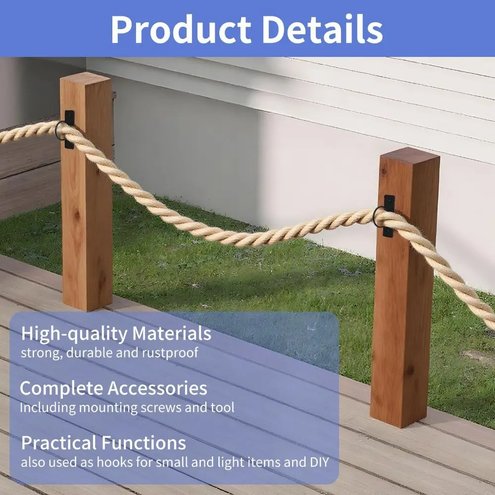 304 جدار فولاذي مقاوم للصدأ معلق سقف هوك الحائط متعددة الوظائف حلقة سوداء حبل قوس مكافحة الصدأ متعددة الأغراض #4