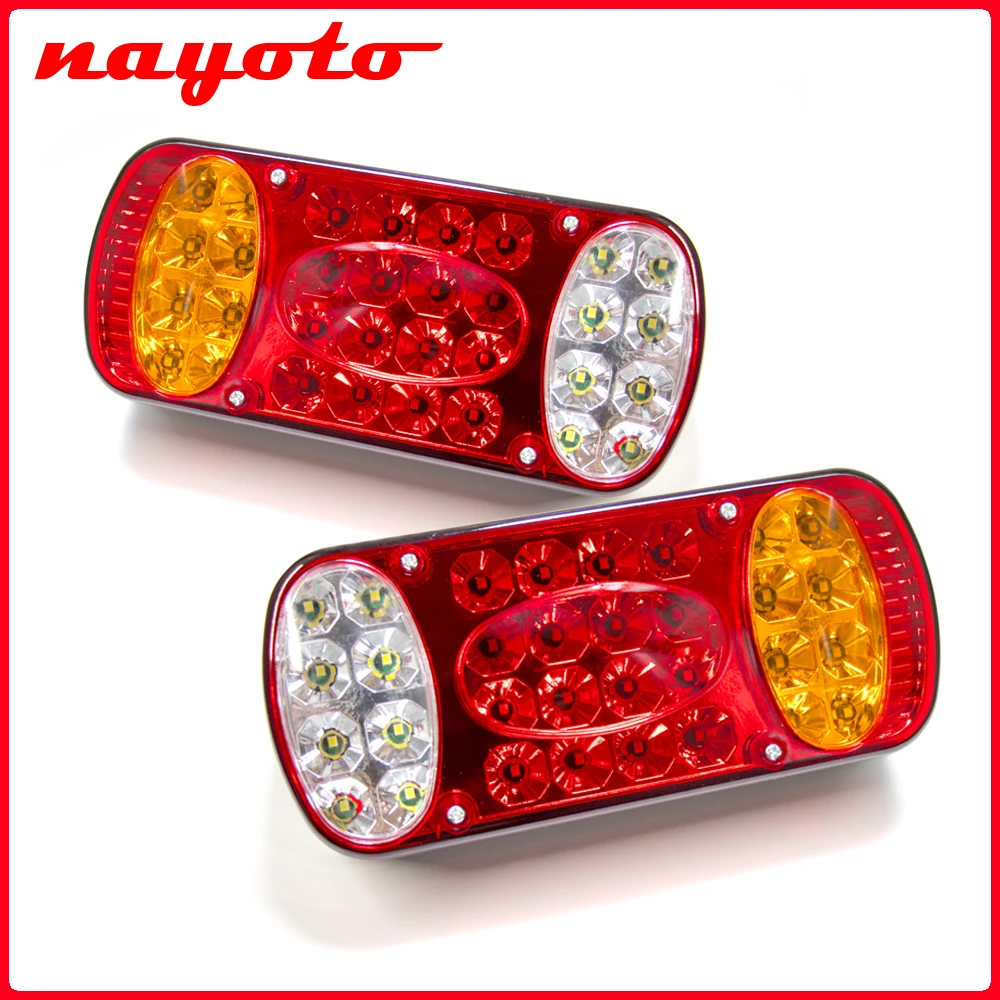 2pcs 12V 24V LED Car Truck Tail Light Taillight Rear Stop Brake Light Signal Lamp Indicator Trailer Truck Lorry Caravan Van UTE