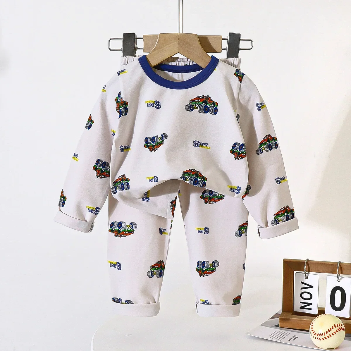 New 2024 Kids Pajamas Cartoon Long Sleeve Lycra T-Shirt Tops + Pants Baby Boys Girls Autumn Sleepwear Underwear Clothing Sets