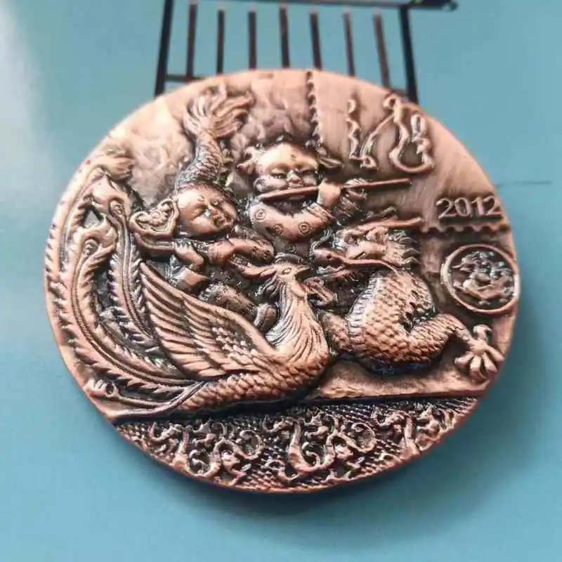 

Year of the Dragon Zodiac Double-sided Embossed Small Bronze Medal, Gift Badge Crafts