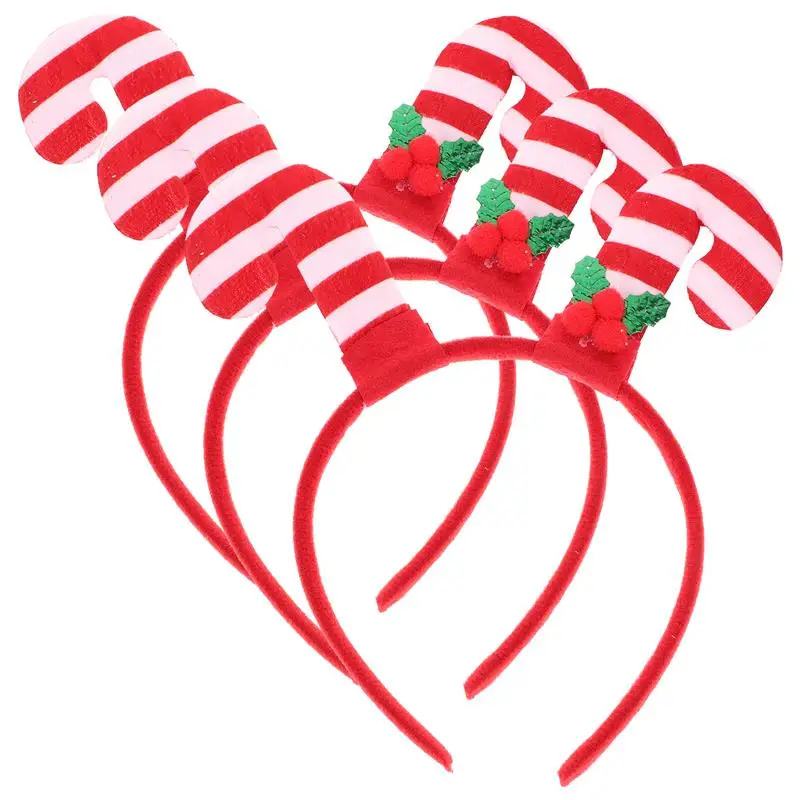 3Pcs Christmas Candy Cane Hair Hoops Lovely Headdress Party Hair Decors Decorative Party Hairbands