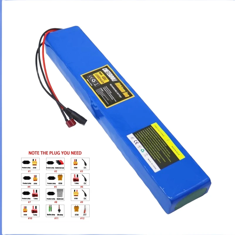 ALEVIY 48V 14Ah 13S3P suitable for 500W-7500W electric commuting tool battery, DC-T plug 18650 rechargeable lithium battery pack