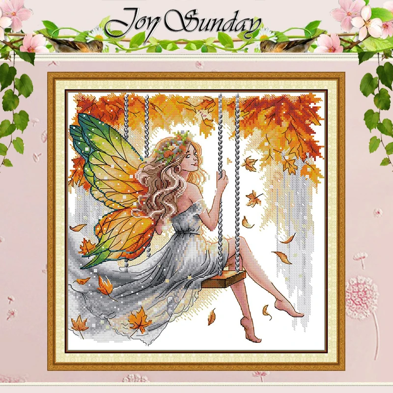 

Swinging Butterfly Fairy Patterns Counted Cross Stitch Set DIY 11CT 14CT 16CT Stamped DMC Cross-stitch Kit Embroidery Needlework
