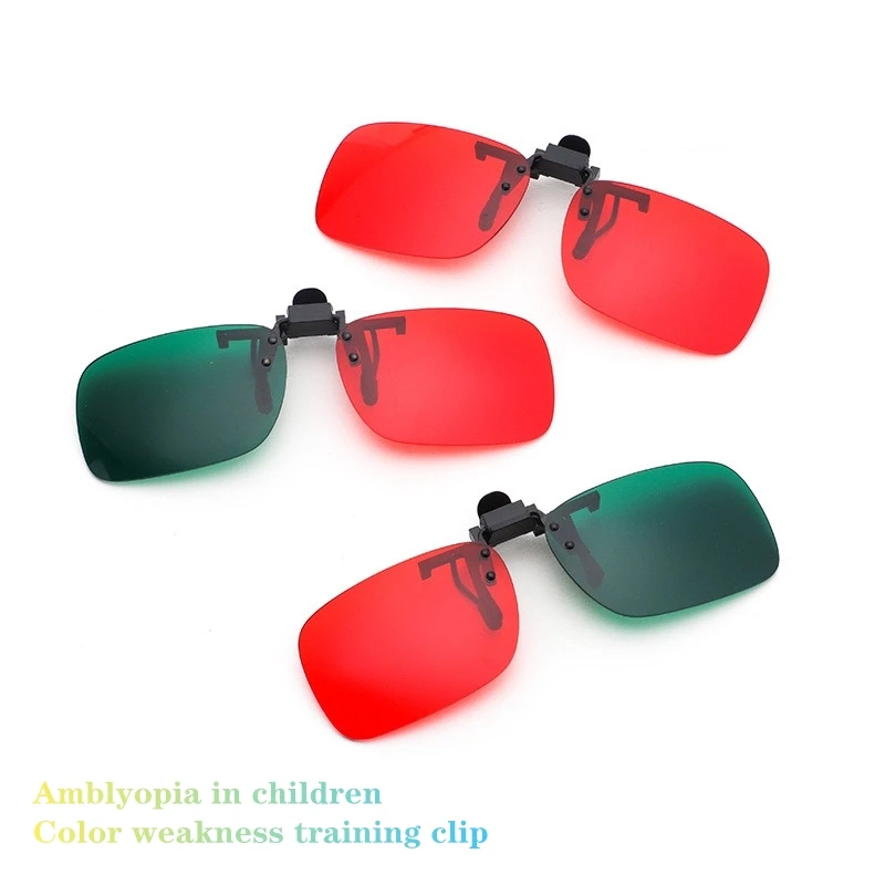 YURERSH Red Green Glasses Clip Children\'s Amblyopia Achromatism Function Training 3D Strabismus Stereo Fusion Vision Clip Y10