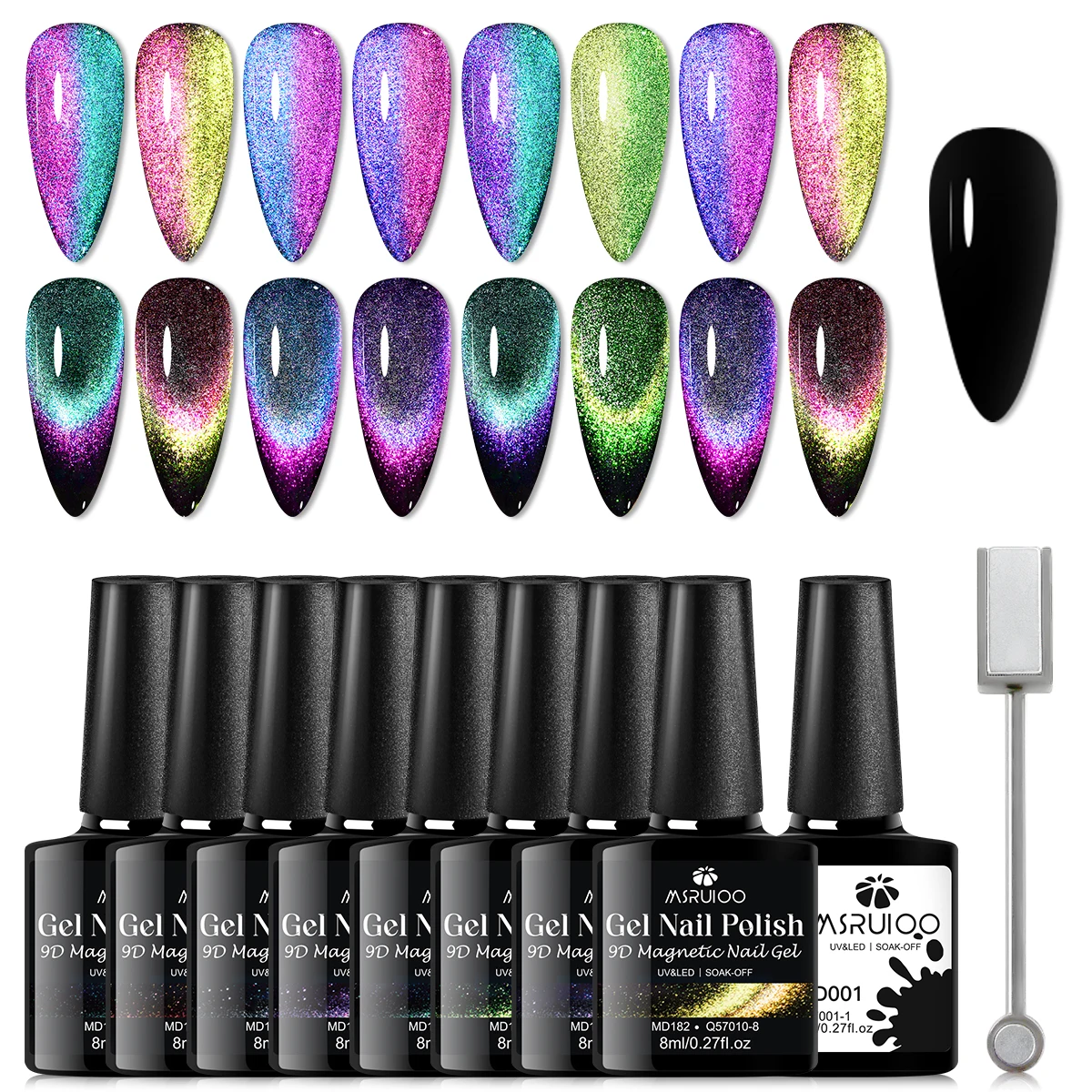 

10pcs 8ml 9D Rainbow Cat Magnetic Gel Nail Polish Set Laser Semi Permanent Soak Off UV Nail Art Gel Varnish Nail Supplies DIY