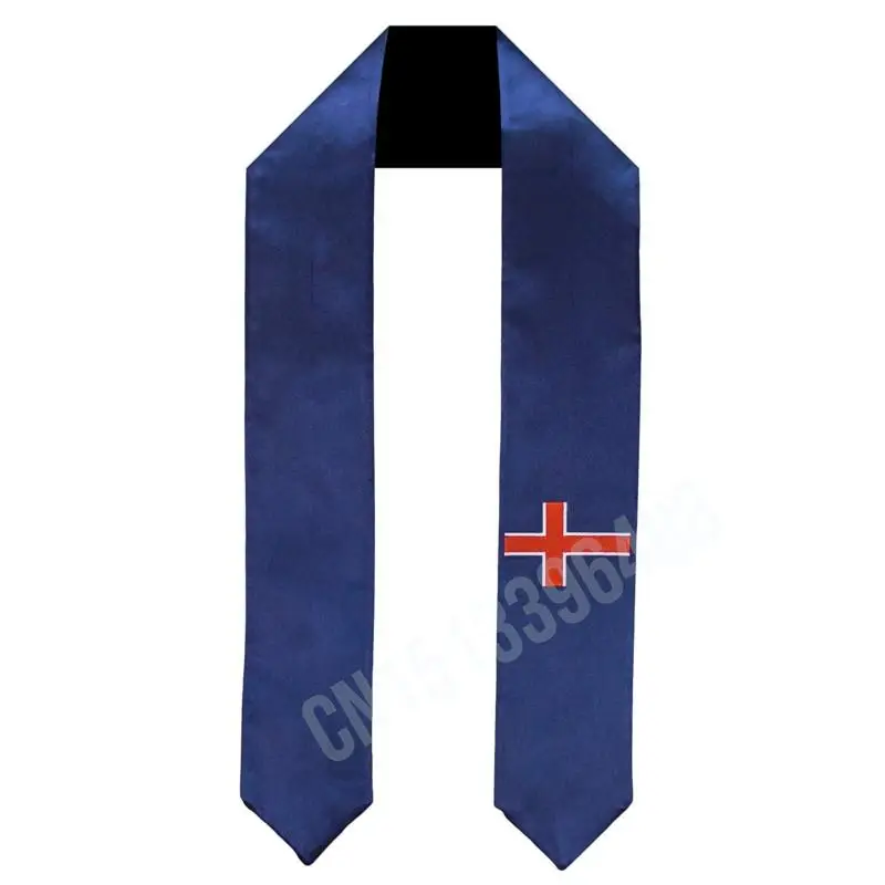 

Iceland Flag Scarf Top Print Graduation Sash Stole International Study Abroad Adult Unisex Party Accessory