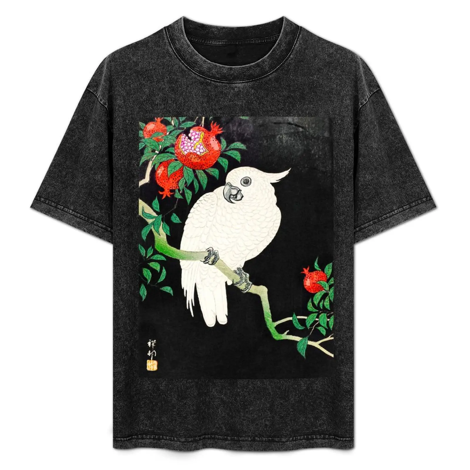 OHARA KOSON HD - Cockatoo and Pomegranate T-Shirt sublime graphic t shirt vintage plain black t shirts men