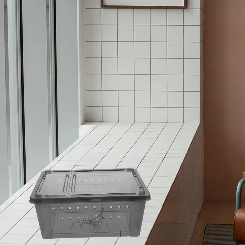 

2Pcs Reptile Breeding Box Viewable Easy Clean Comfortable Pet Container Gecko Tank Reptile Feeding Box Spider Terrarium