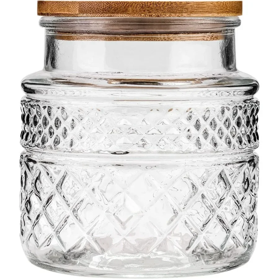 

WHJY Glass Storage Container with Lid Airtight Glass Jars Farmhouse Tea Canister Dog Treat Jar for Pet Glass Candy Cookies Coff