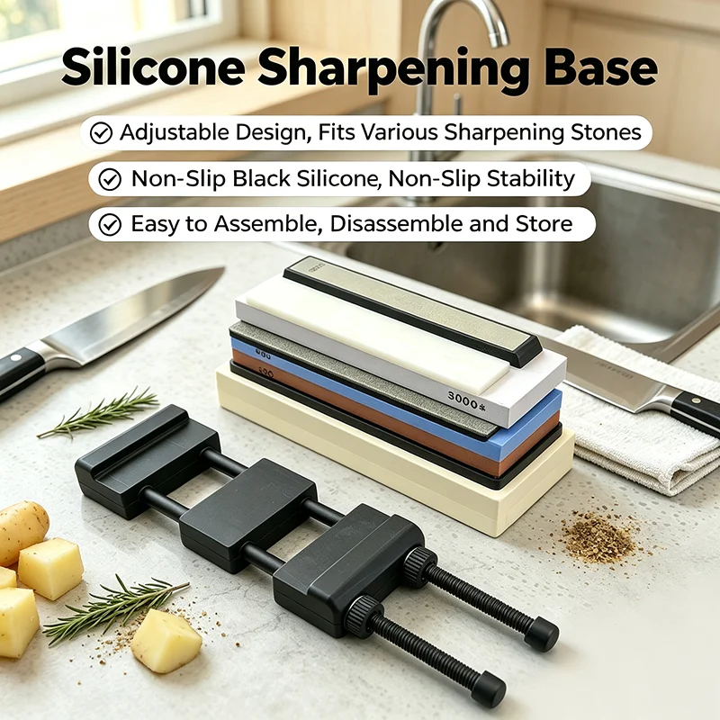 Professional Whetstone Sharpener Stone Holder Adjustable Non-Slip Rubber Base for Home Kitchen Chef Knife Sharpening Accessories