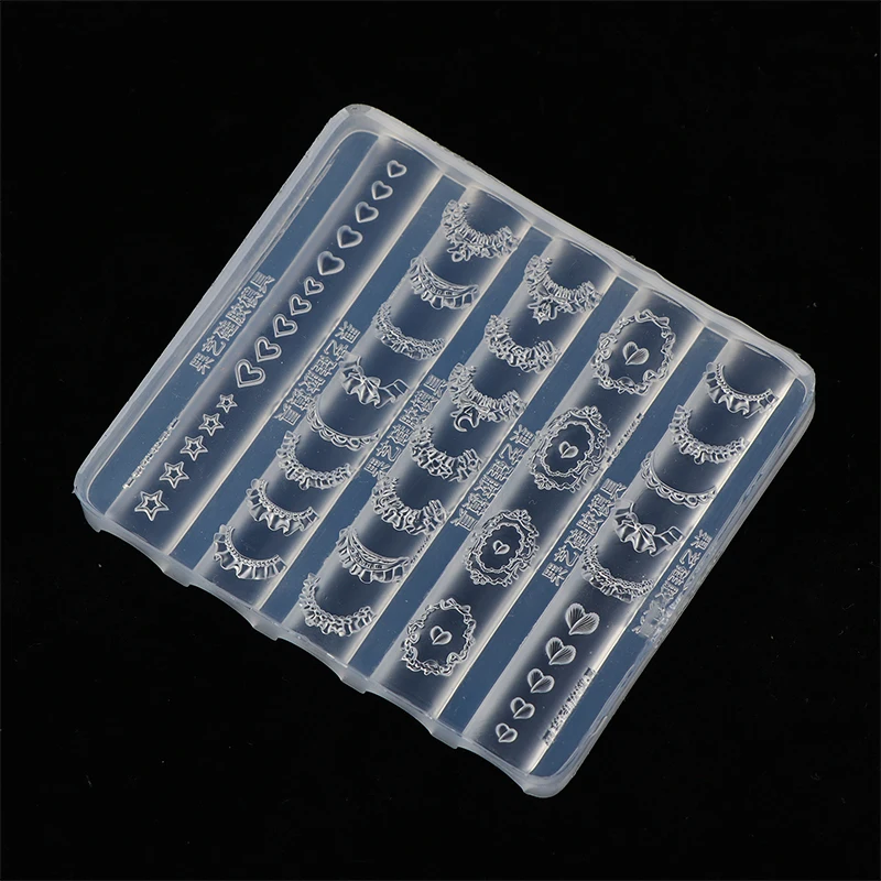 الفرنسية تنورة ستار القلب نمط الإستنسل قوالب ثلاثية الأبعاد الدانتيل تقليم مسمار الفن قالب من السيليكون لتقوم بها بنفسك أدوات نحت مانيكير اكسسوارات