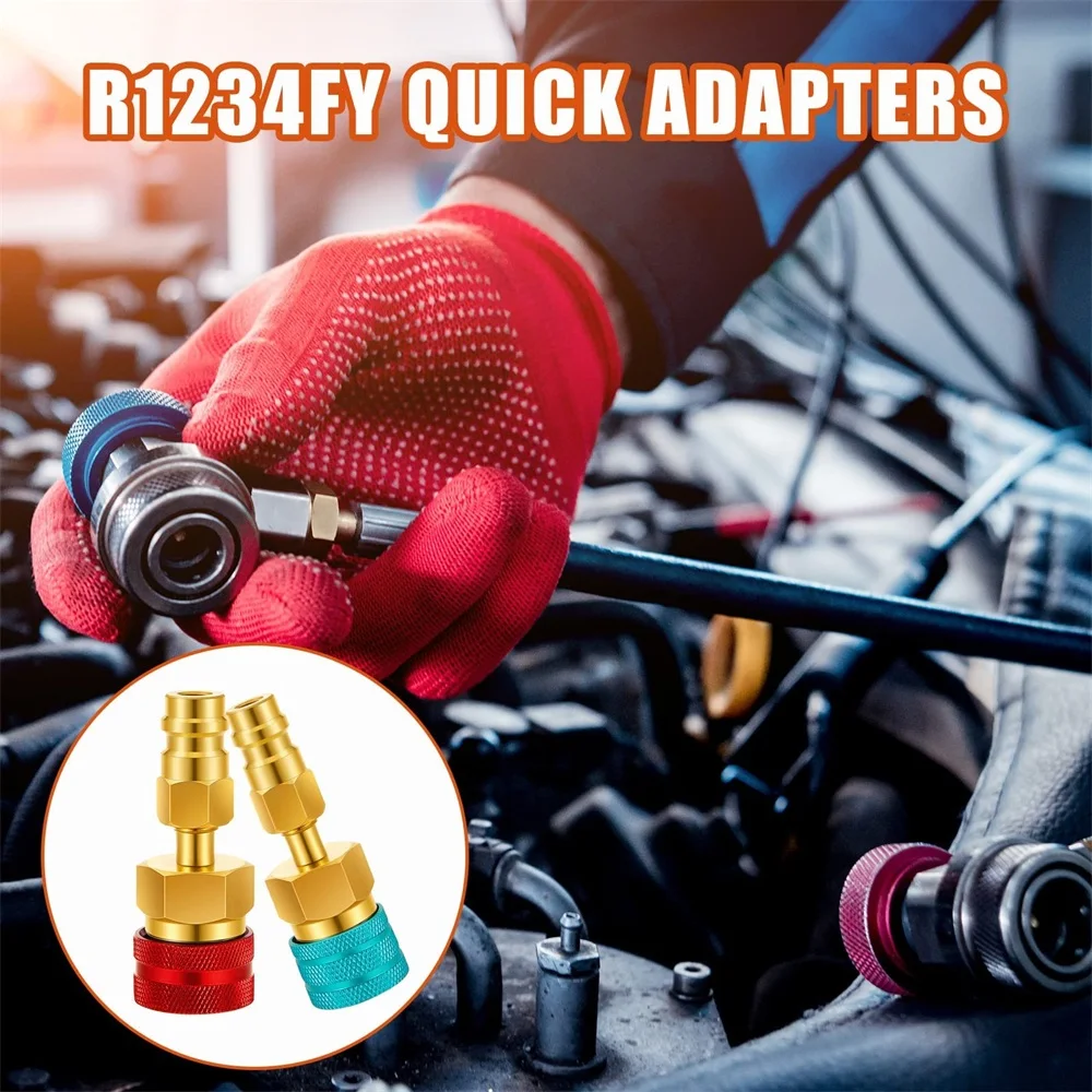 2/6pcs Adapter Quick Fitting Coupler R1234YF to R134A High Low Side Adapter Fitting Connector Car Air-conditioning Fitting Tools