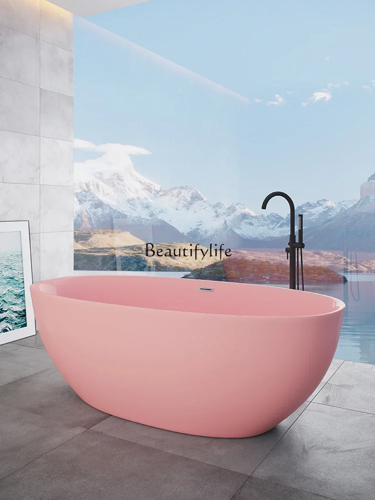 

FG40Colorful Acrylic Bathtub Household Small Apartment Adult Bath Homestay Hotel Independent Mini Bathtub
