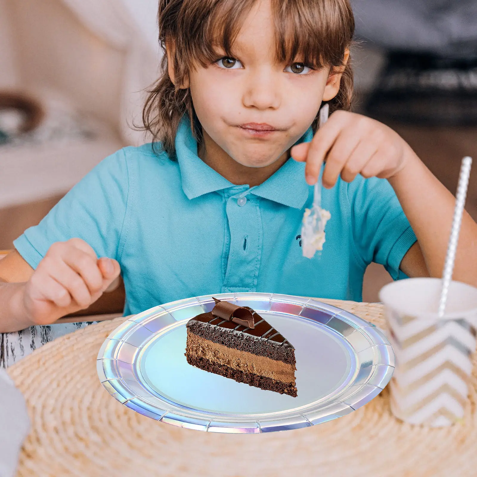 

50Pcs Disposable Paper Plates Food-Grade Multipurpose Party Paper Plates for Wedding Birthday Festival Outdoor Use